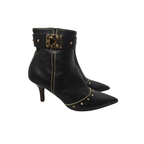 Louis Vuitton Suhali Leather Stud Pointed Ankle Boots Size 37.5 - Picture 2 of 12